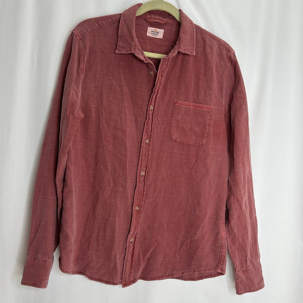 Marine layer men’s button up shirt brick red long sleeve size medium
